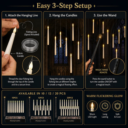 ✨ Floating LED Candles with Wand Remote