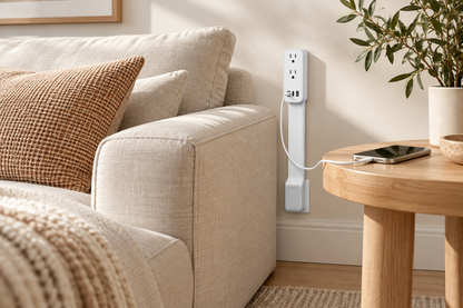 Outlet extender: accessible outlets beside a sofa