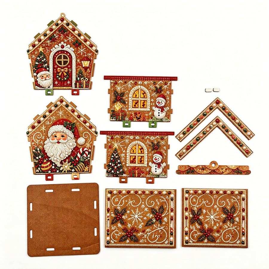 Wooden cottage panels and assembly pieces