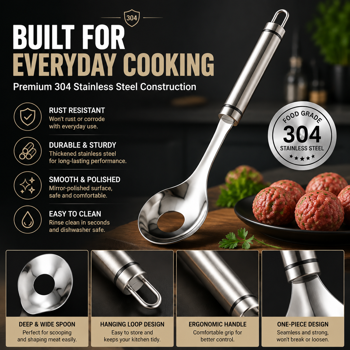 Stainless steel spoon details
