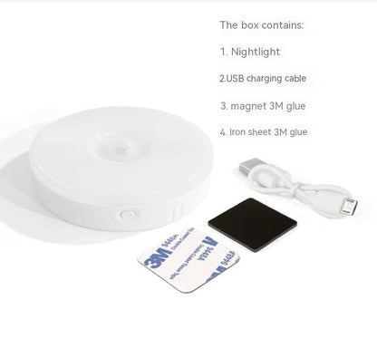 Night light, USB charging cable and adhesive-backed mounting pieces