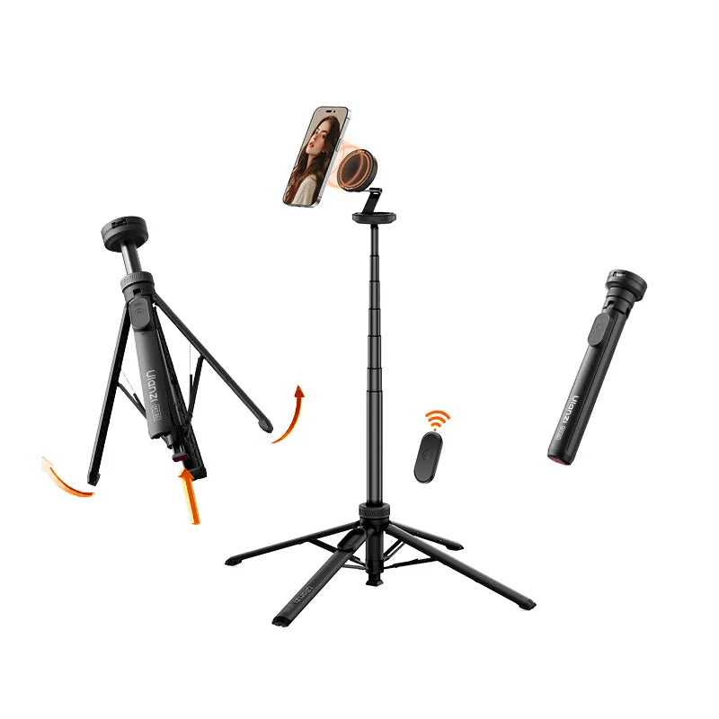 Ulanzi magnetic selfie stick tripod with phone mount and remote