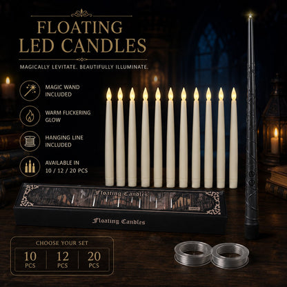 ✨ Floating LED Candles with Wand Remote