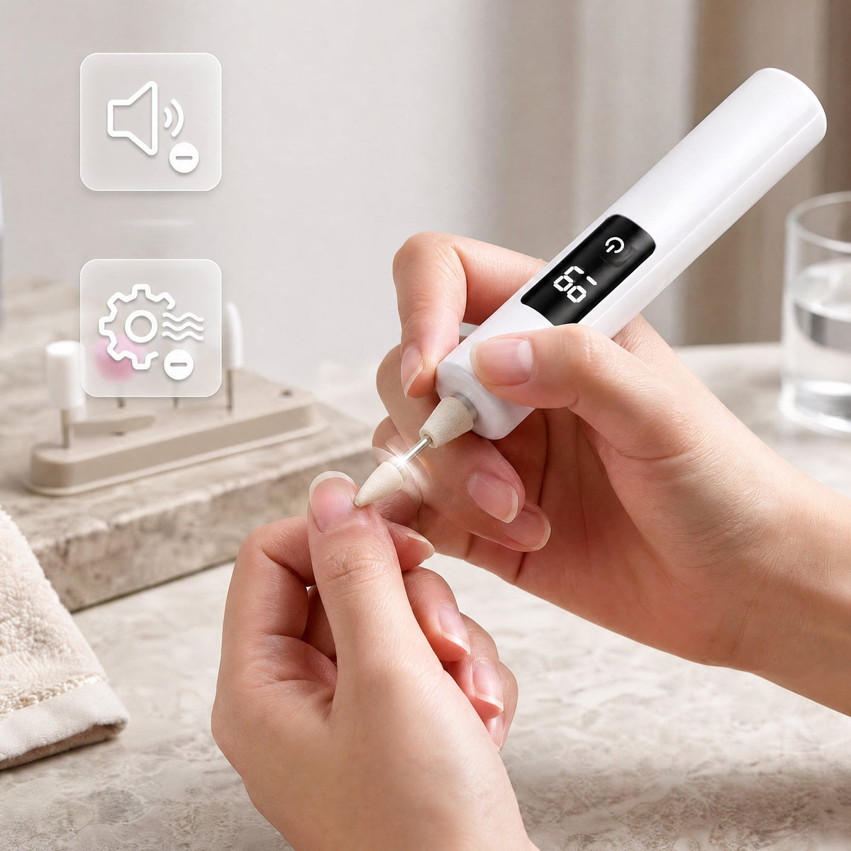 Electric nail grinder with LED lighting and digital display