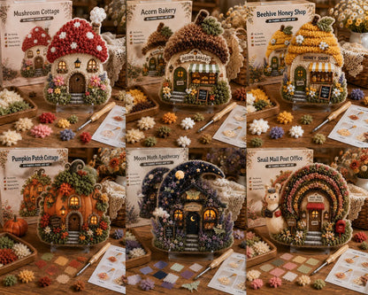 🏡 Whimsical Village 3D Fabric Poke Art Kit