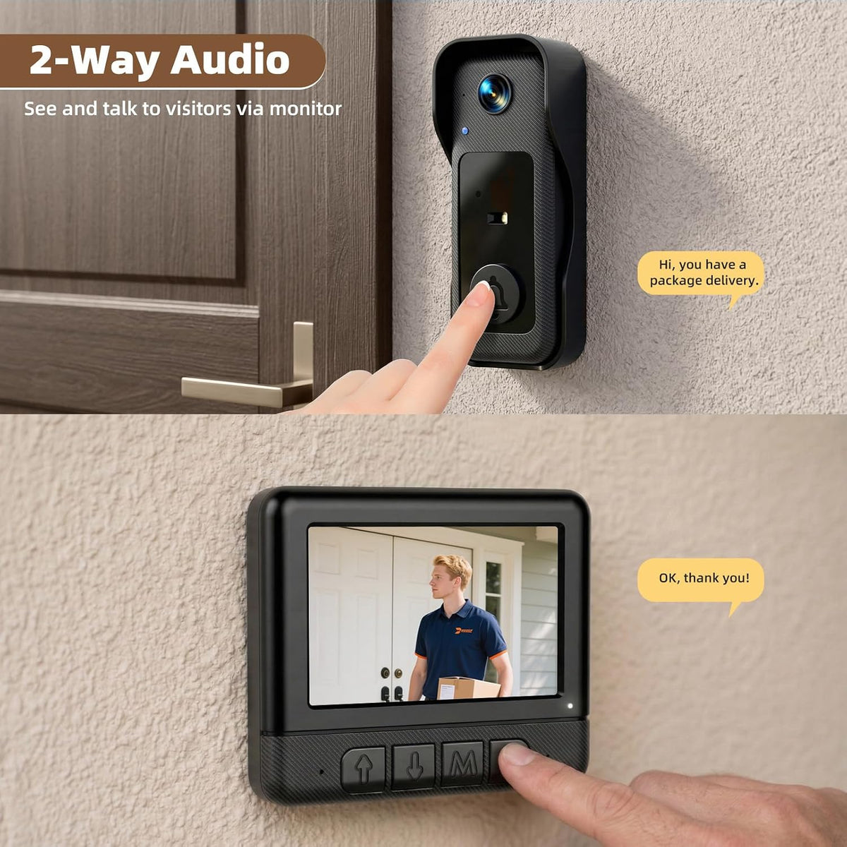 Speak to visitors through the indoor monitor