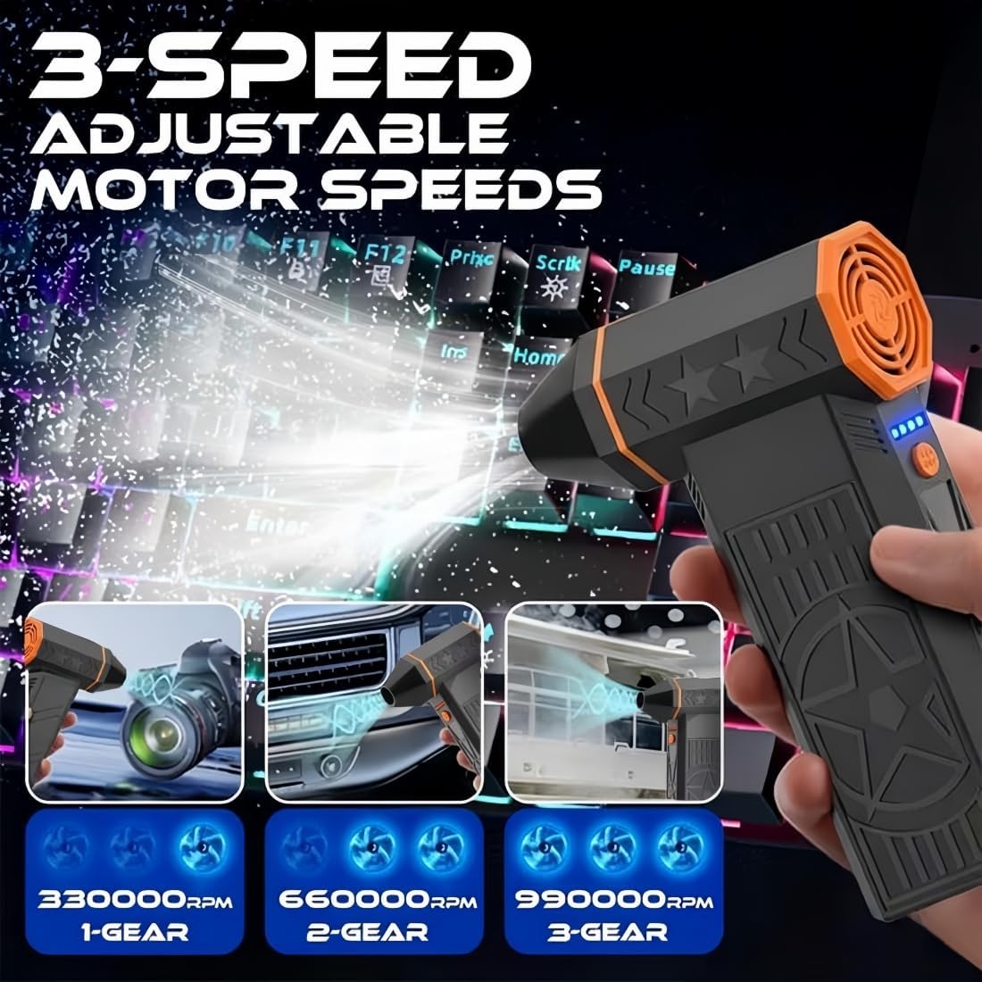 Original Amazon listing — three-speed airflow artwork