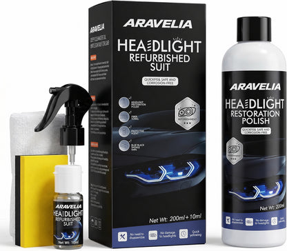 Aravelia headlight restoration kit with polish, coating and accessories