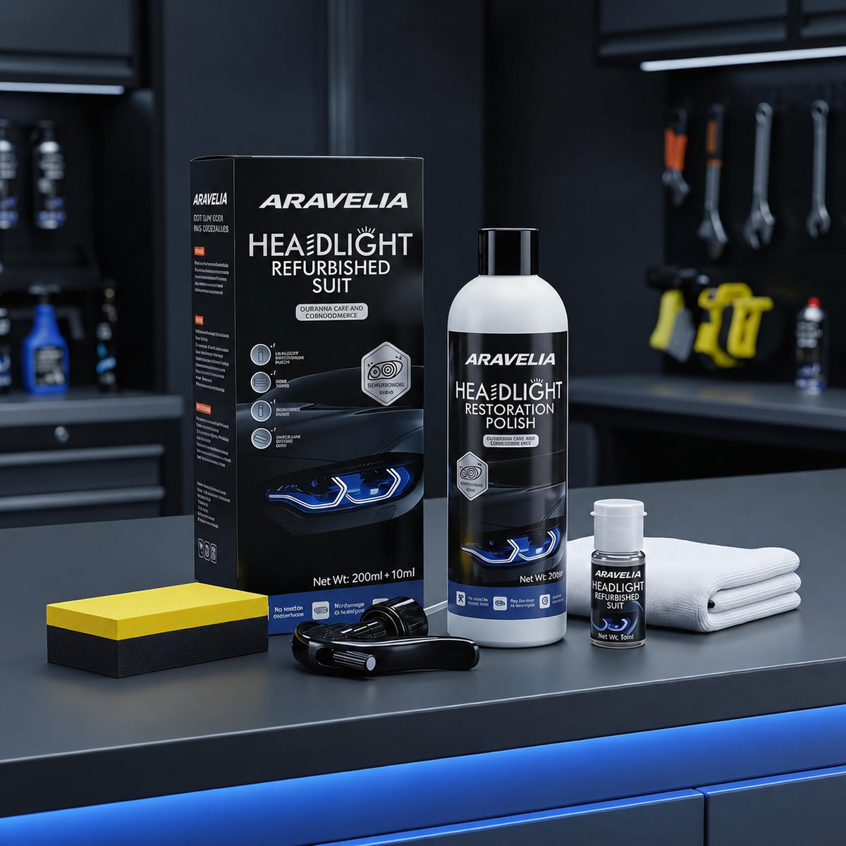 Aravelia headlight restoration kit contents