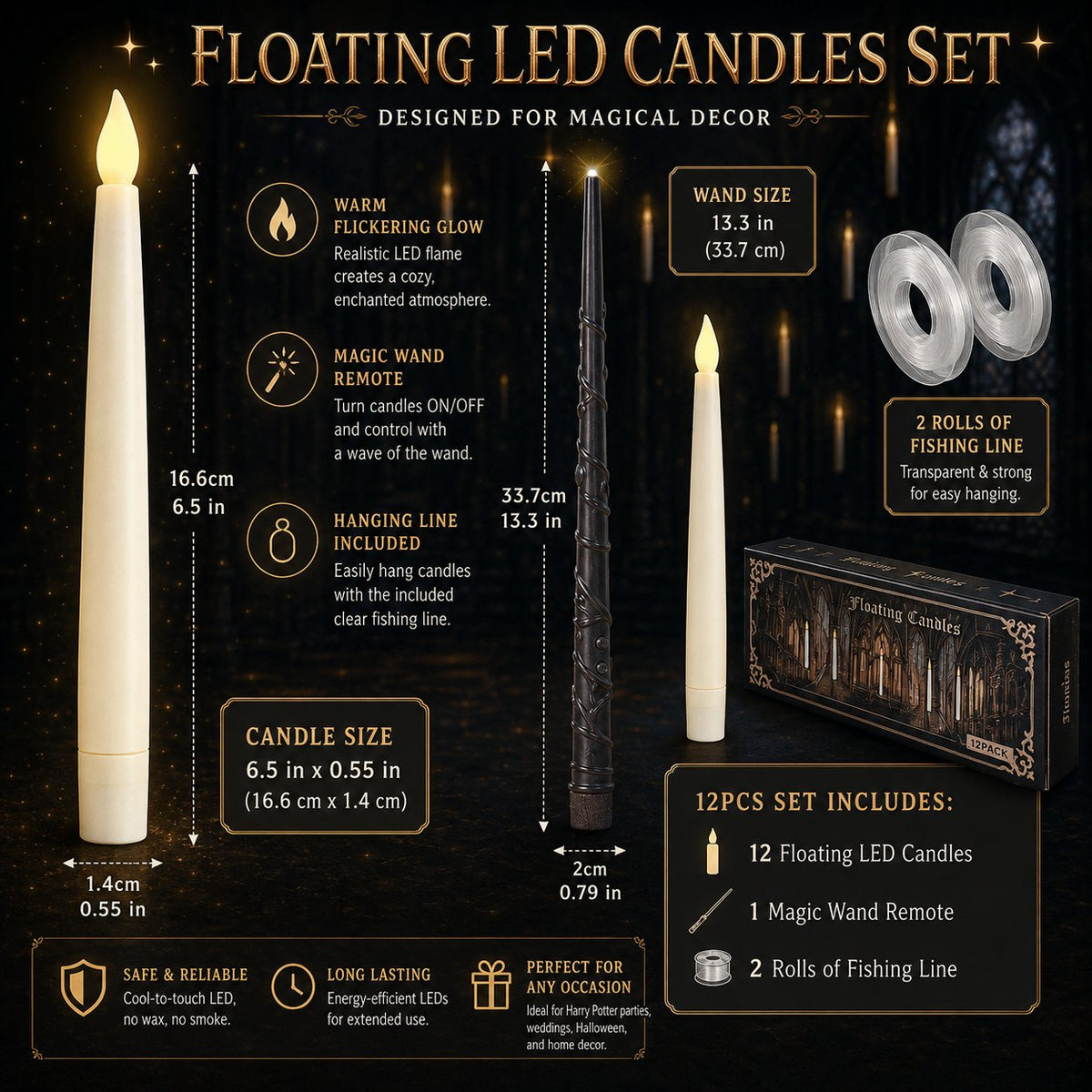 ✨ Floating LED Candles with Wand Remote