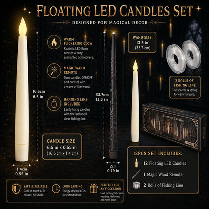 ✨ Floating LED Candles with Wand Remote