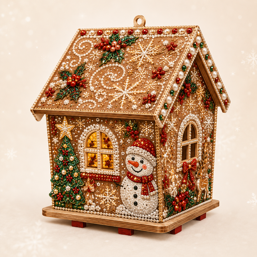 Finished Christmas pearl art cottage