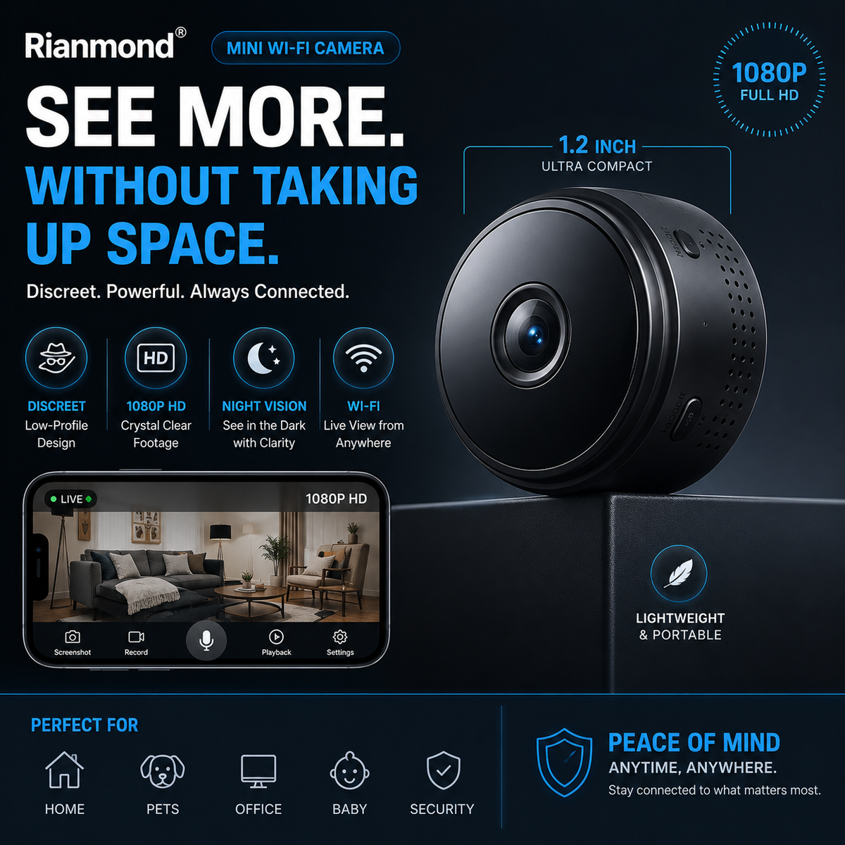 📸Mini WIFI Camera 1080P HD - Night Vision Included