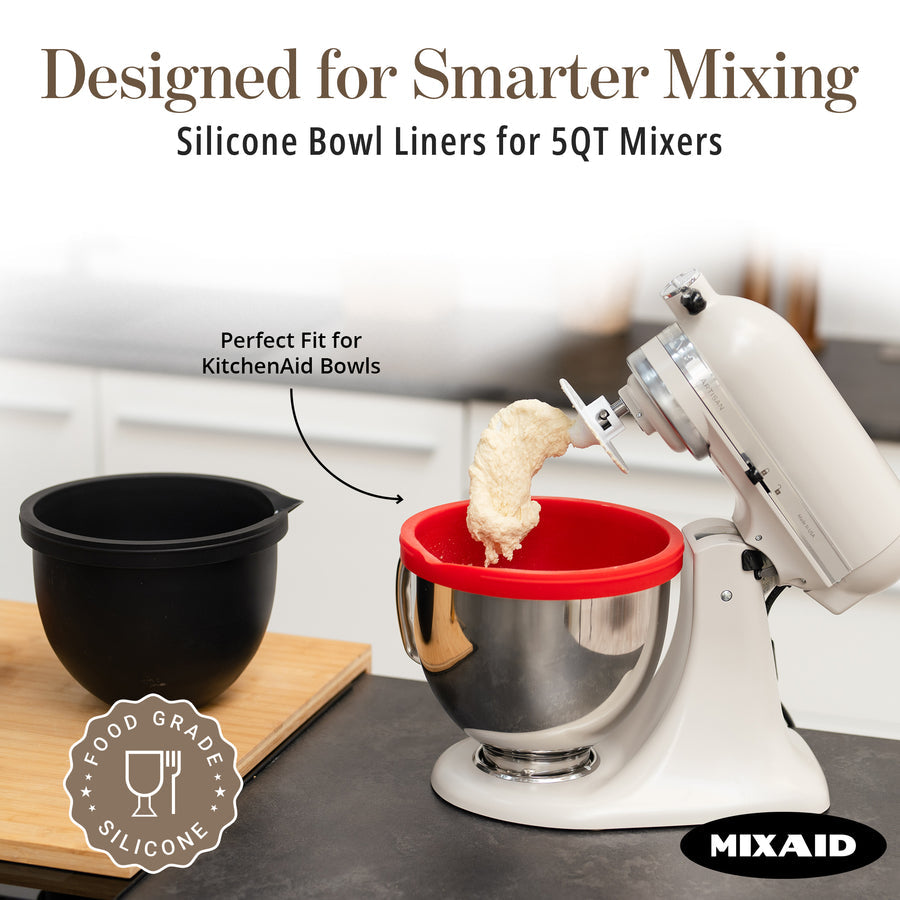 Liner fitted inside a 5-quart tilt-head mixer bowl