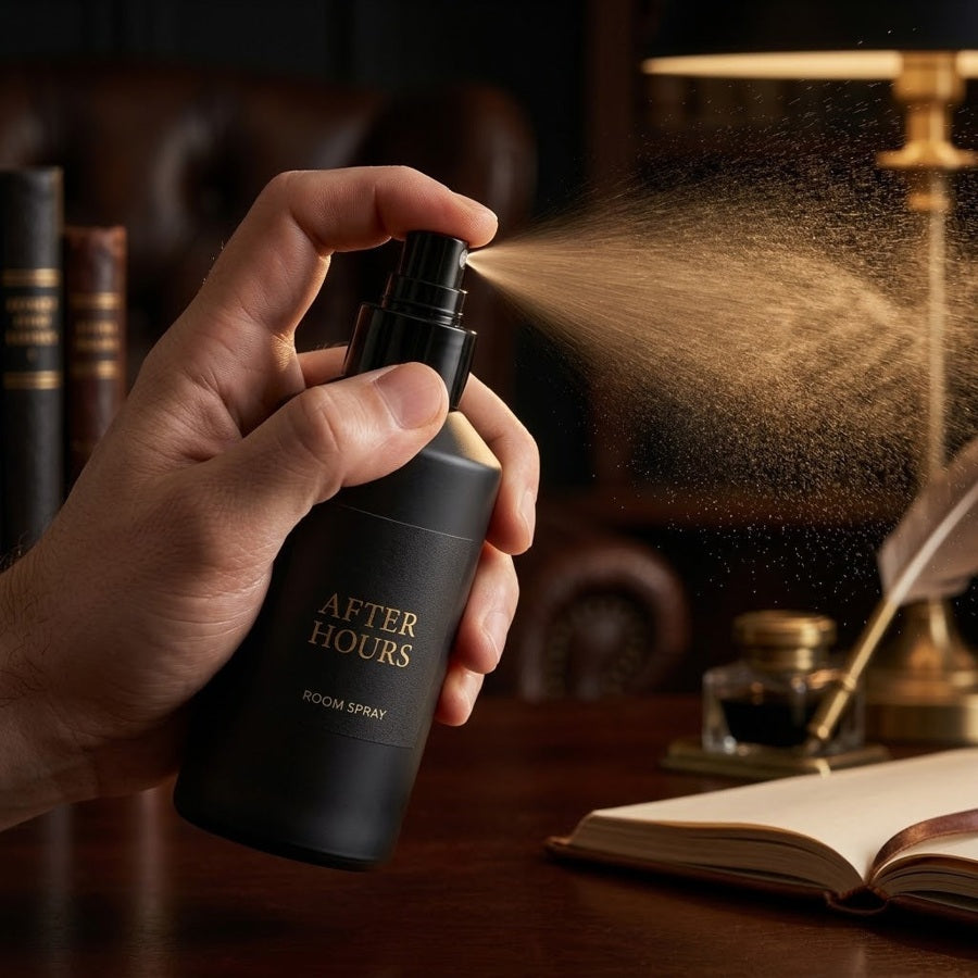 Fine mist room spray in use