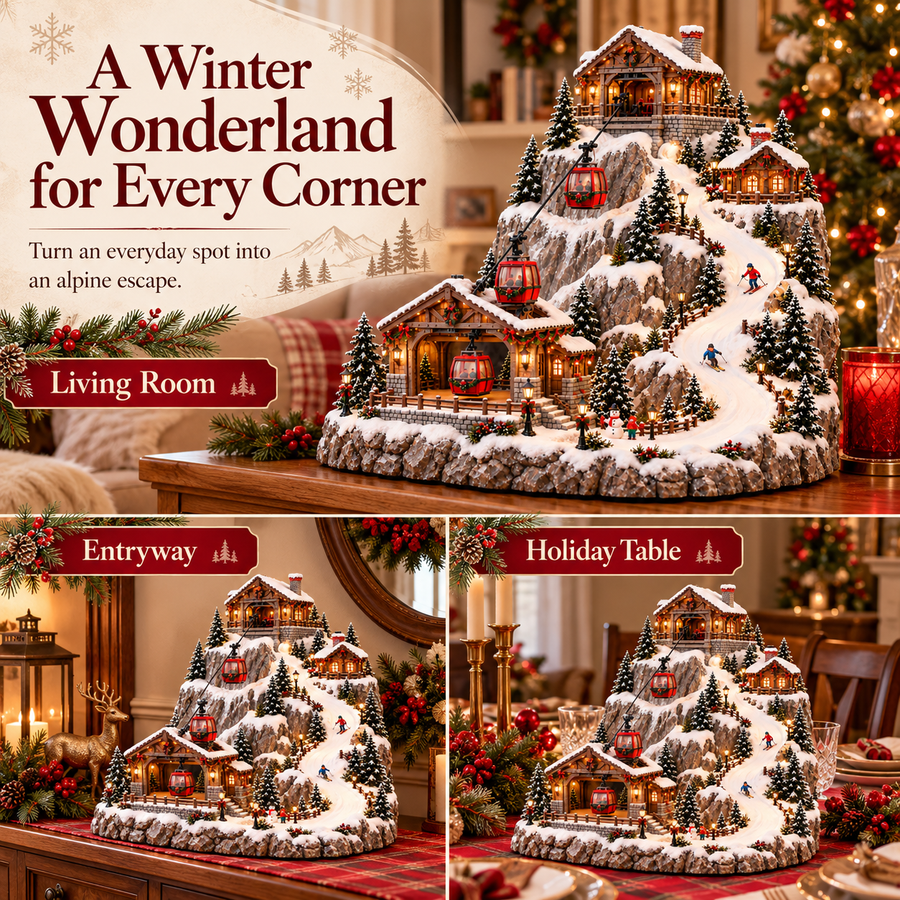 Alpine village decorating ideas for living room entryway and holiday table