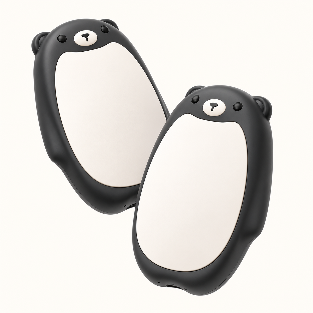 Black magnetic bear hand warmers, set of two