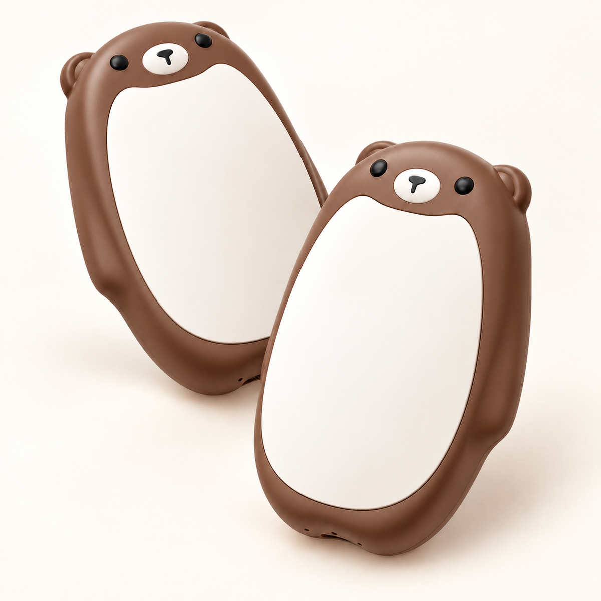 Brown magnetic bear hand warmers, set of two