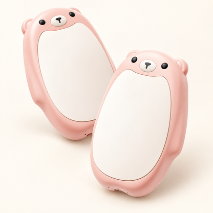 Pink magnetic bear hand warmers, premium set-of-two product image