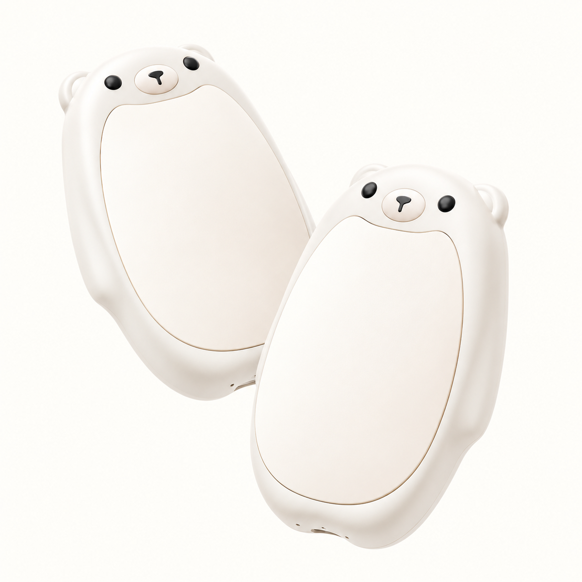 White magnetic bear hand warmers, set of two
