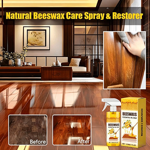 Beeswax wood care spray and wooden surfaces