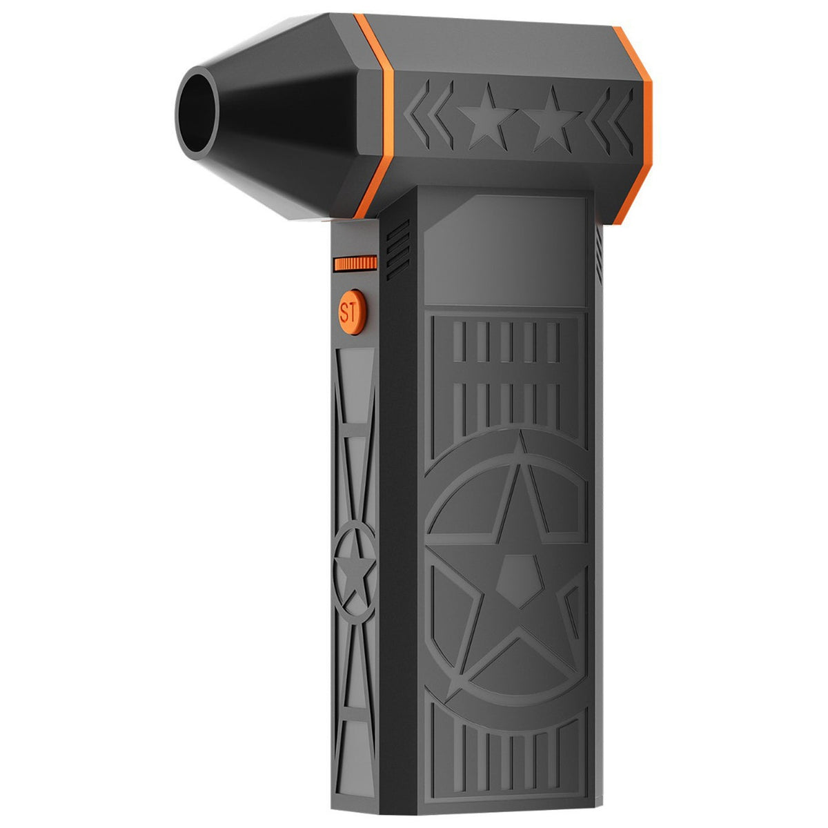 Cordless blower — front view with fitted nozzle