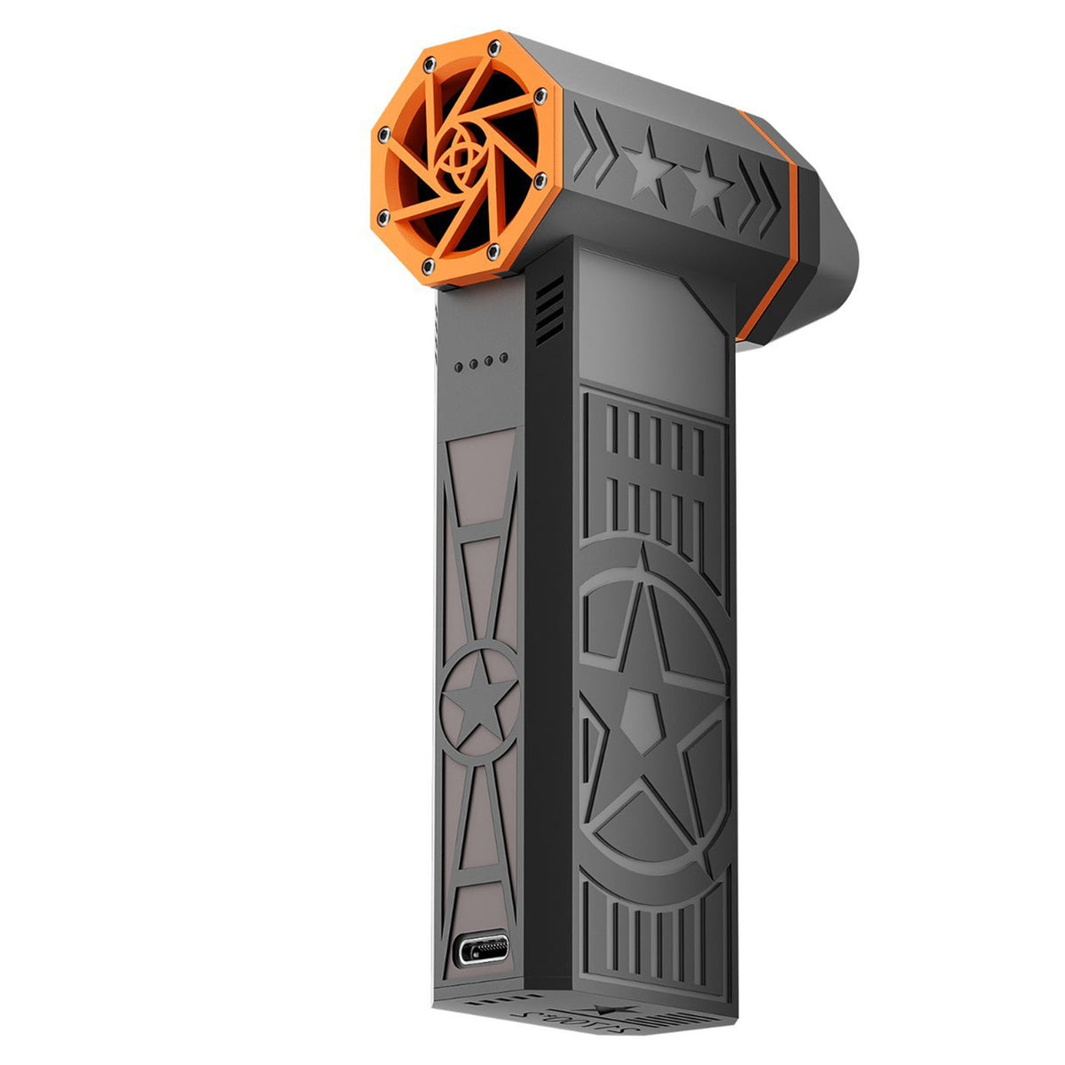 Rear intake, textured grip and USB-C charging port