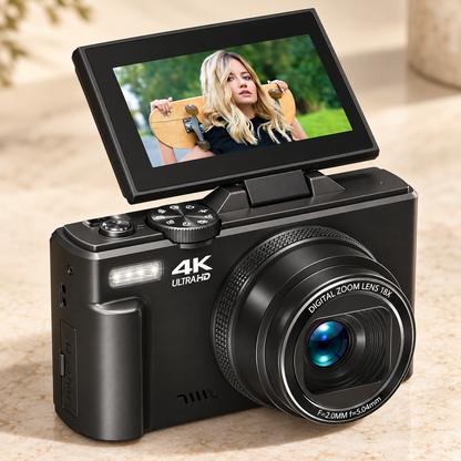 Luma 4K camera mode dial, shutter and flip screen