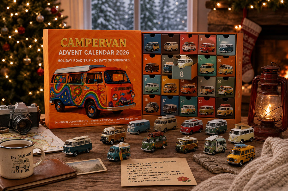 Vintage campervan advent calendar display