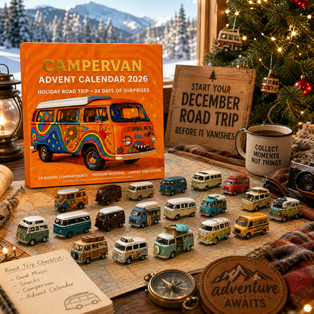 Campervan advent calendar Christmas gift display