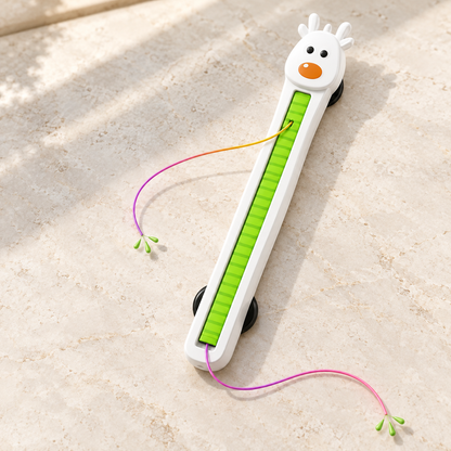 AI-generated product illustration: angle view of the rechargeable door-mounted cat toy