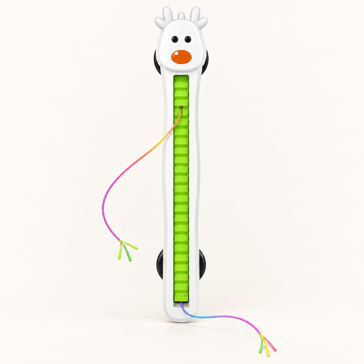 AI-generated product illustration: studio view of the rechargeable door-mounted cat toy