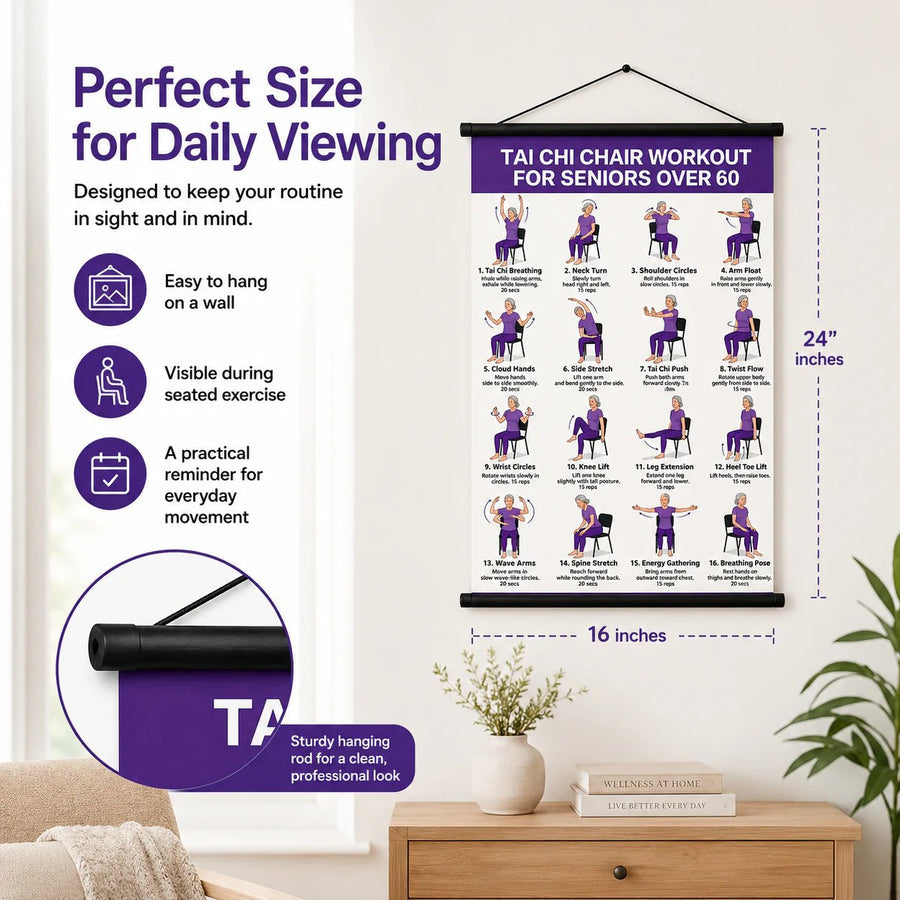 Tai Chi chart dimensions and hanging rod details