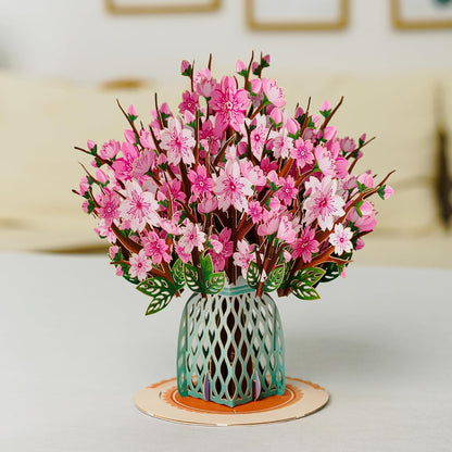 Cherry blossom paper bouquet displayed on a table