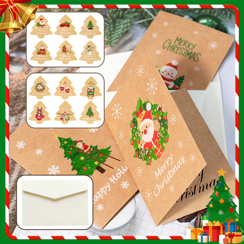 Christmas greeting cards Set A with envelopes and stickers