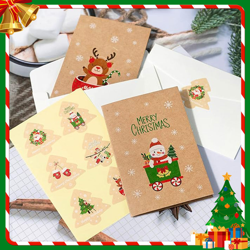Christmas greeting cards Set A with envelopes and stickers