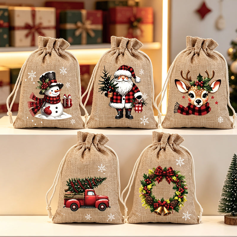 Christmas drawstring gift bags — Santa gift pouch