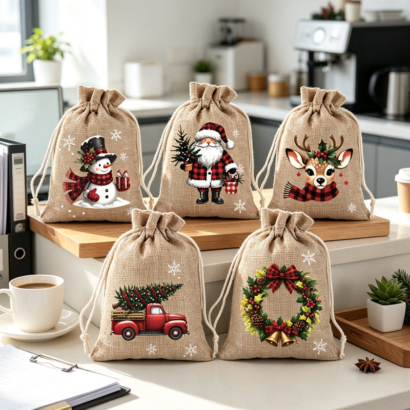 Christmas drawstring gift bags — small gifts and sweets