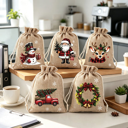 Christmas drawstring gift bags — small gifts and sweets