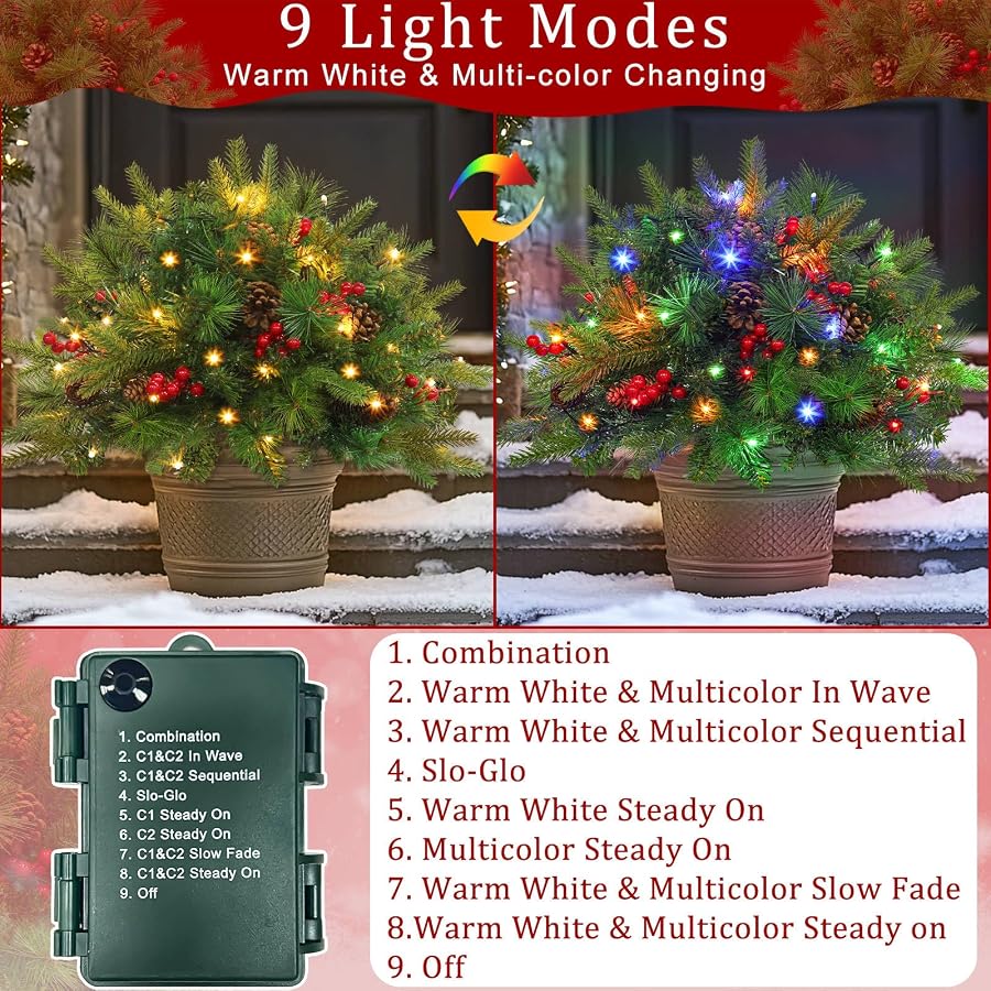 Warm-white and multicolor lighting modes, plus off