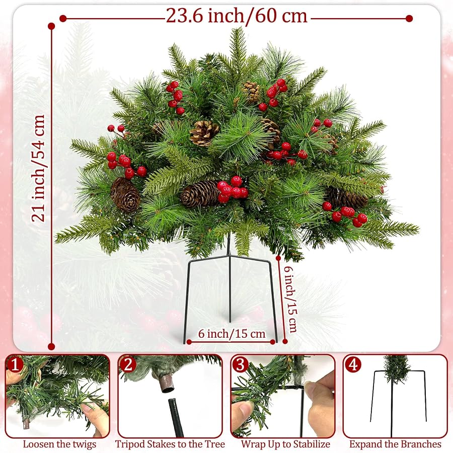 21-inch height, 23.6-inch width and tripod assembly guide