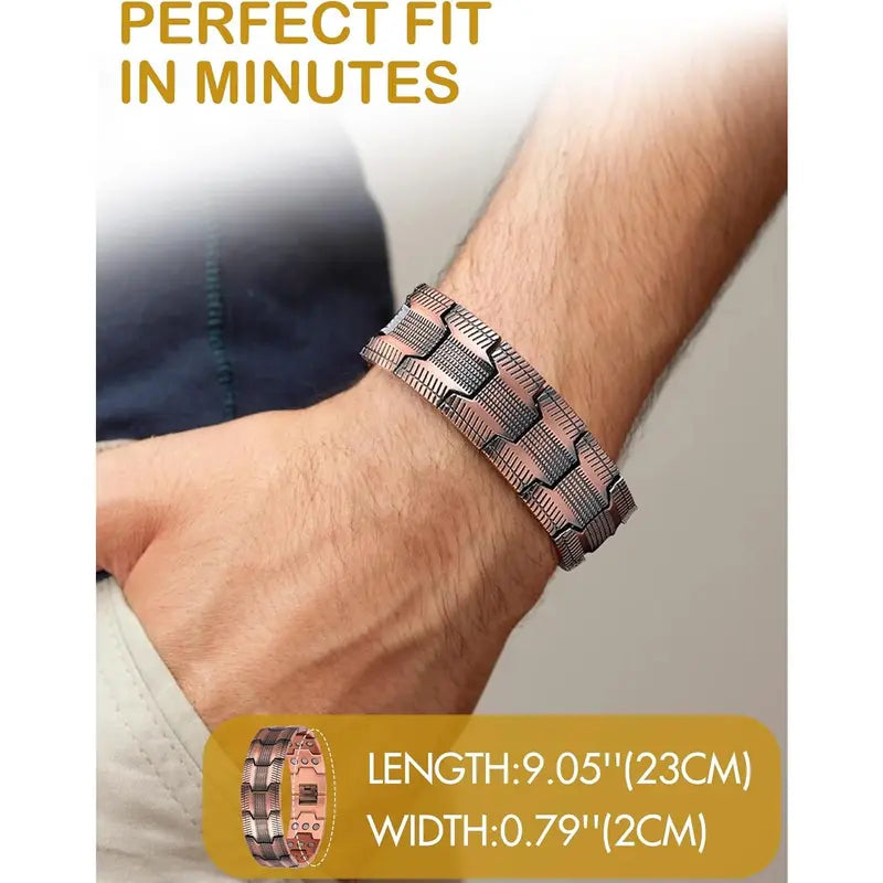 Copper bracelet shown on the wrist