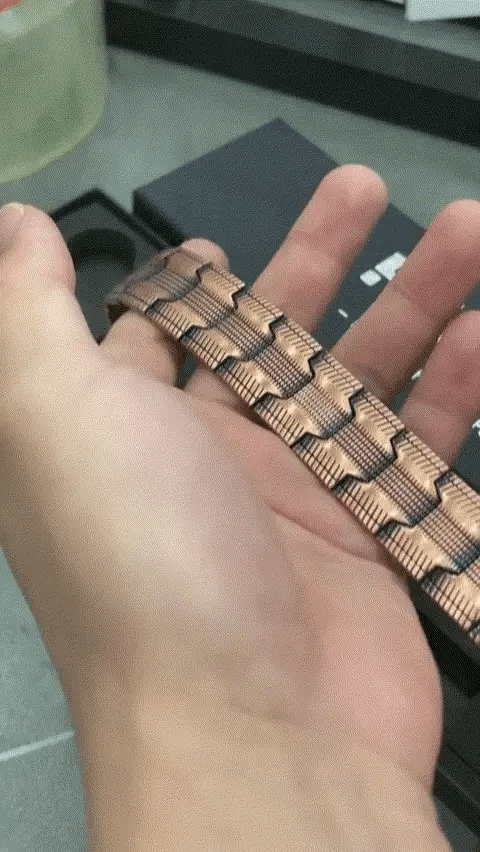 Copper bracelet demonstrated in hand