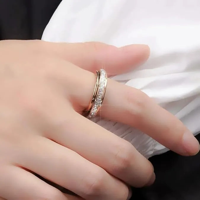 Rotating crystal ring — worn