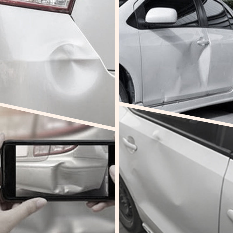 Examples of car body dents on doors and panels