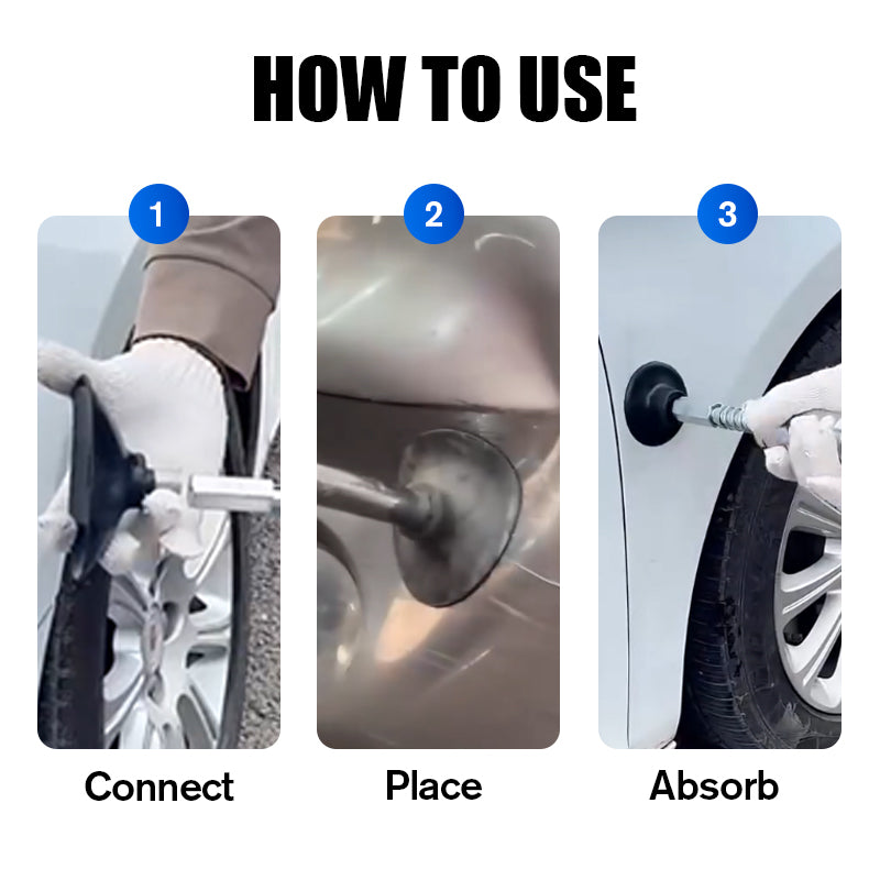 How to use the dent puller: connect, place, and apply suction