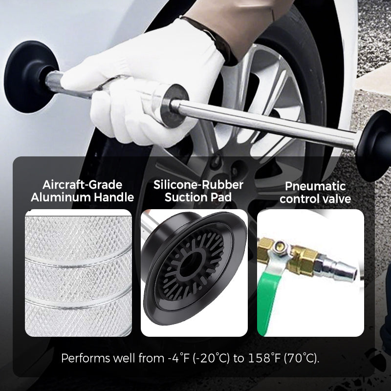 Aluminum handle, rubber suction pad, and pneumatic control valve