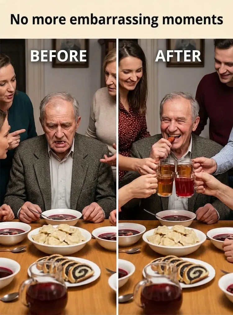 Before and after denture smile illustration
