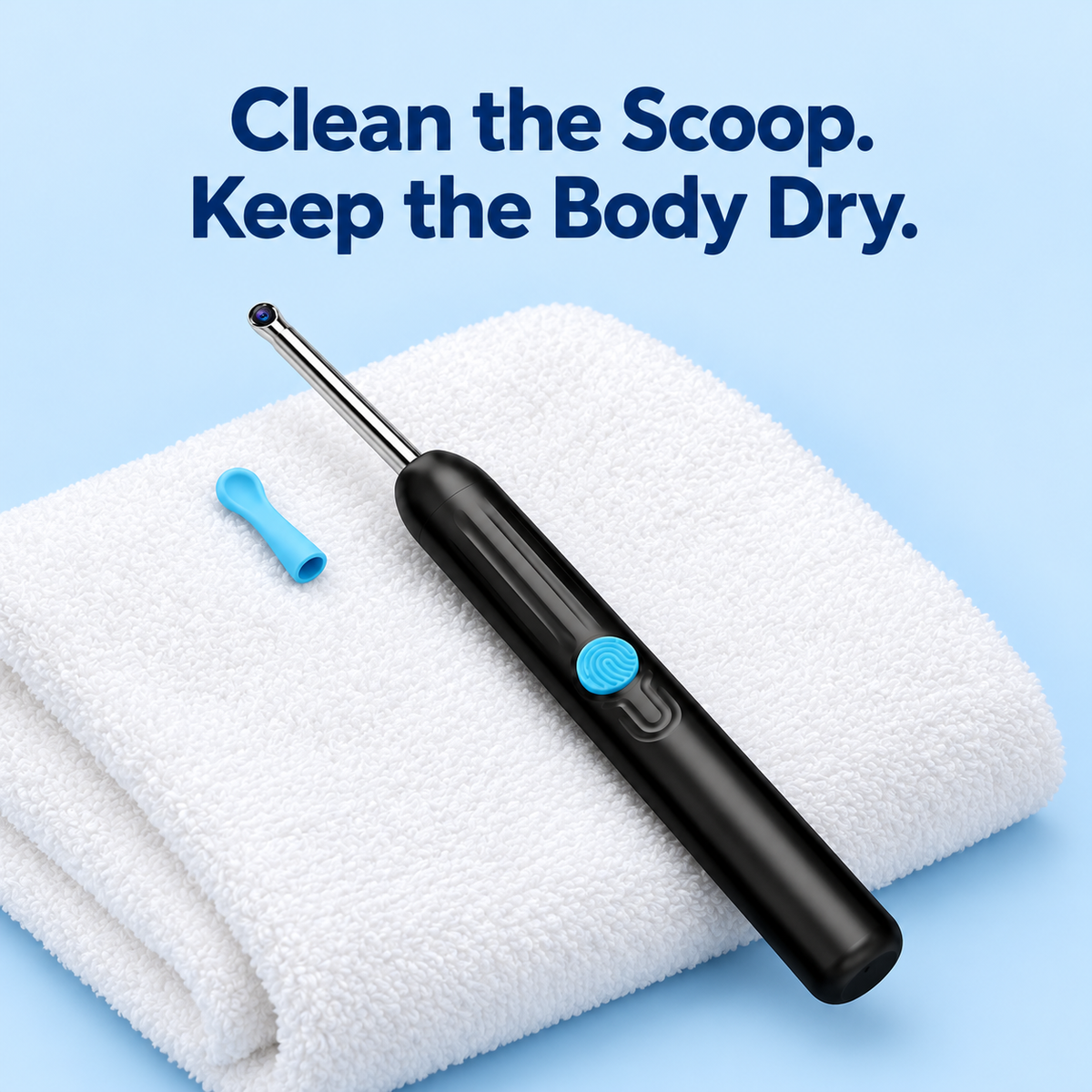 Remove the silicone scoop attachment and keep the camera body dry