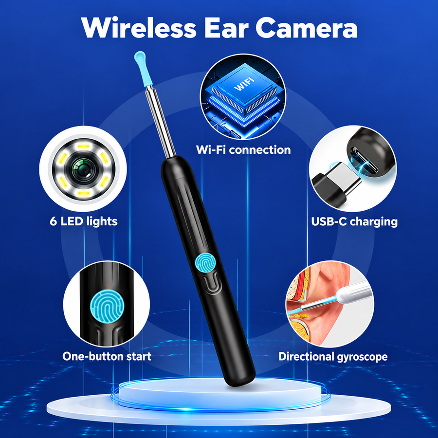 Wireless ear camera features